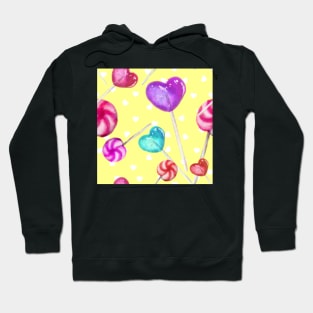 Lollipop Pattern Yellow background Hoodie